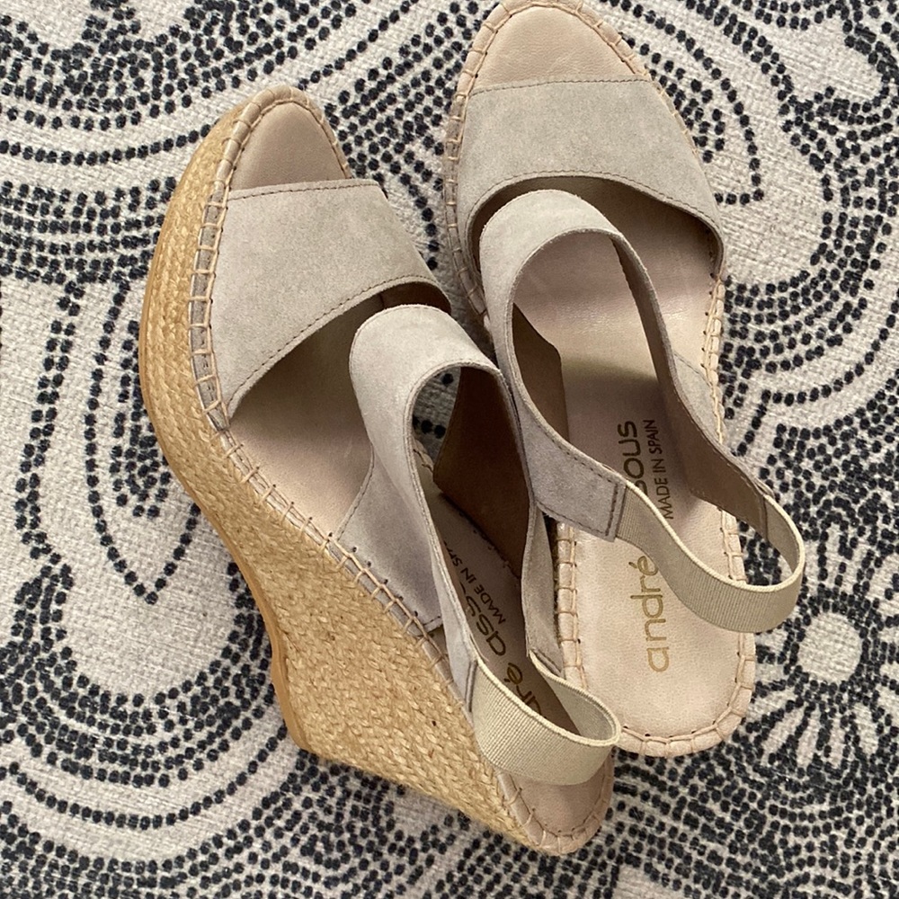 Beige Andre Assous wedges sandals.
